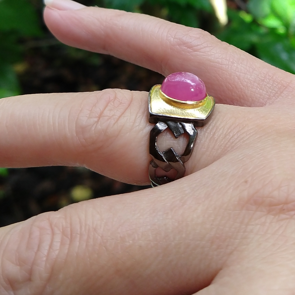 Natural Ruby Sterling Artistic Ring - image 7